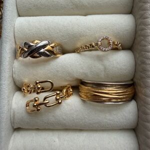 Bundle of 4 Gold and Silver Size 7 Ring Set